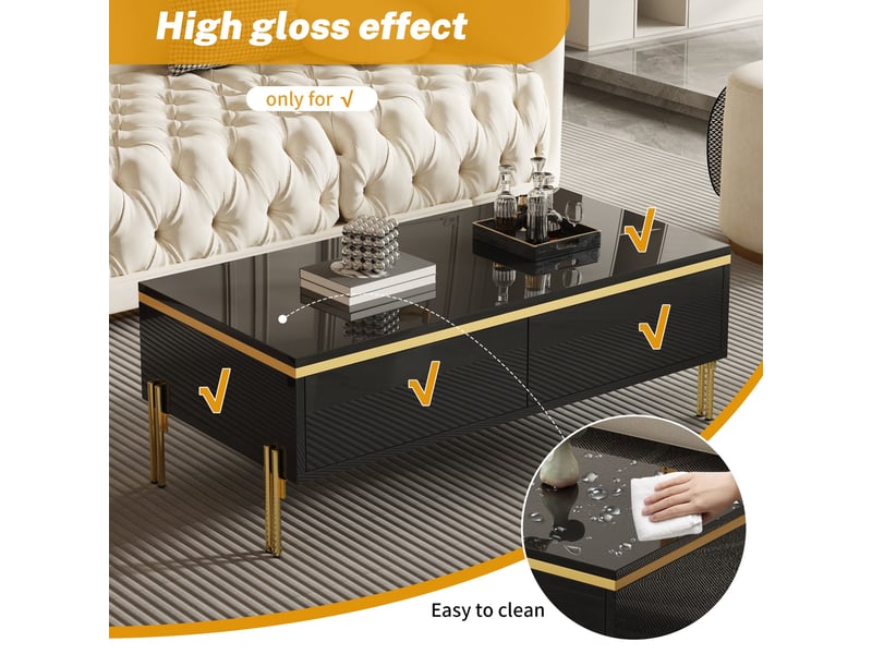  Table basse noir, rangement, design moderne, structure robuste, entretien facile, multifonctionnel - 100x50x36cm - salon  - Conforama C