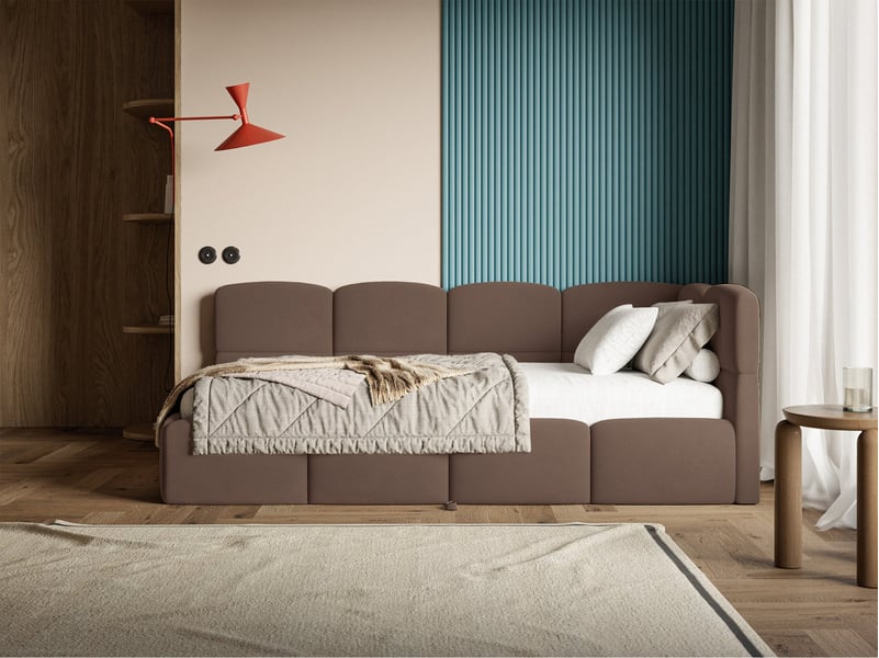  Selsey cloudy - lit rembourré - 170x185 cm - velours marron - côté droit Cloudy - Conforama B
