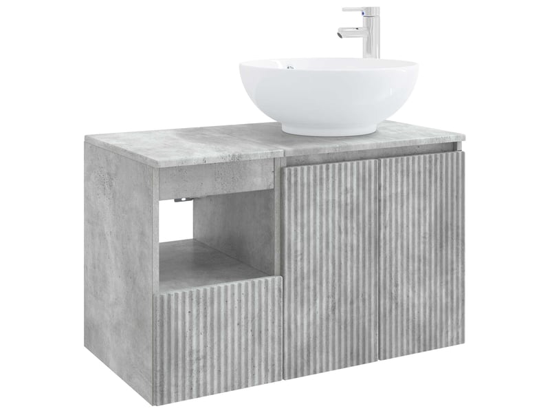  Ensemble de mobilier de salle de bain 2 pc gris béton cf64155  - Conforama A