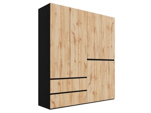 Armoire chambre 6 portes, penderie de rangement avec 5 tiroirs et 2 tringles, meuble de rangement dressing en bois mdf 180x50x200 cm, bois