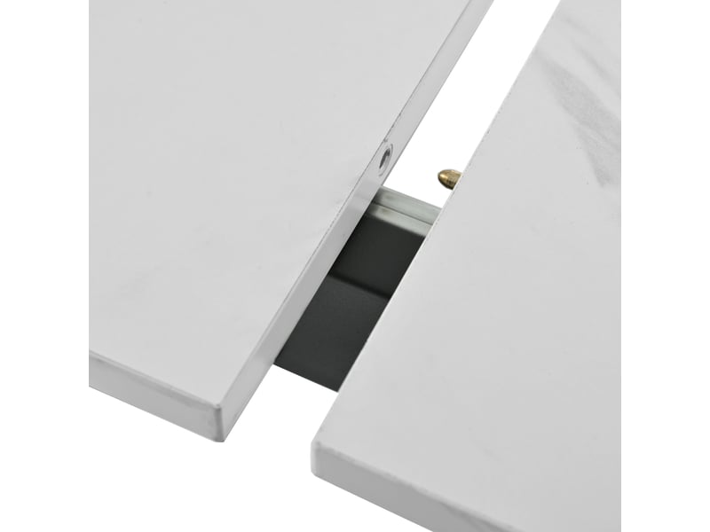 Table de salle à manger extensible en mdf effet marbre avec piètement métal 140180×80×75 cm blanche - Conforama D