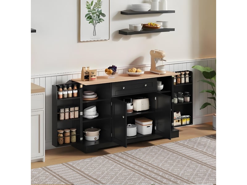  Buffet design moderne 138 cm – tiroirs et portes, étagères réglables, sécurité anti-bascule  - Conforama D