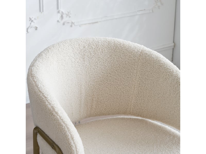  Lot de 6 chaises de salle à manger,49x48x78 cm,avec pieds dorés,tissu,blanc  - Conforama E