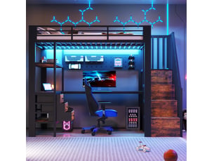 Lit mezzanine 90x200 cm <strong>MODENUIT </strong>  <strong></strong> coloris noir