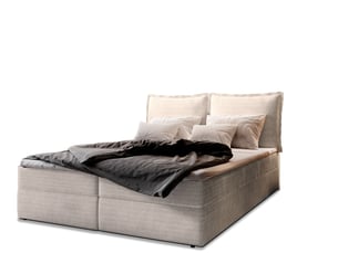 Lit avec rangement 160x200 cm <strong>MASSENO</strong> <strong></strong> coloris beige