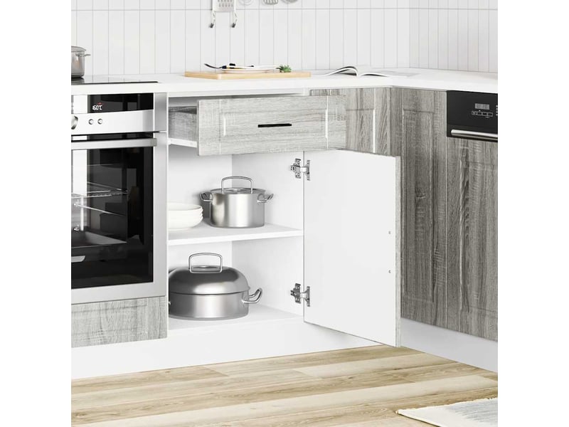 Meuble de rangement, armoire de cuisine porto sonoma gris bois d'ingénierie shl2789 - Conforama C