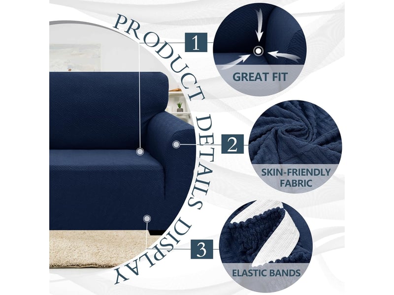 Housse canapé 4 places, universelle housse de canapé avec accoudoirs foncé 231-279cm - Conforama E