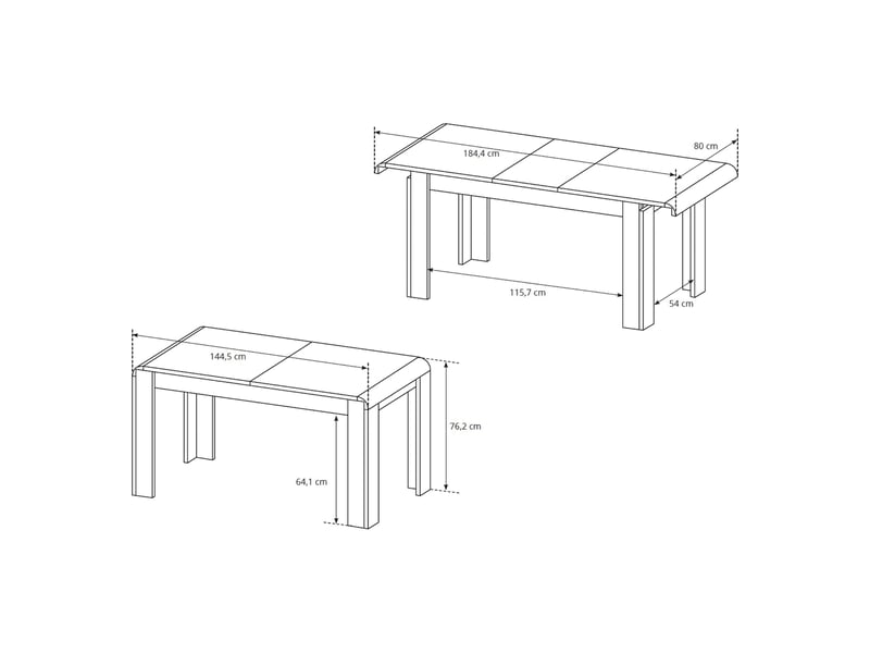  Table extensible kasano, 8 places, 115x80x76h cm chêne marron Kasano - Conforama C