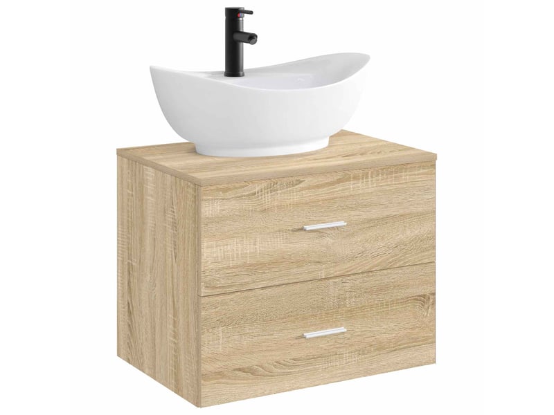  Lavabo de salle de bain avec robinet et évacuation noir mat shl620  - Conforama C
