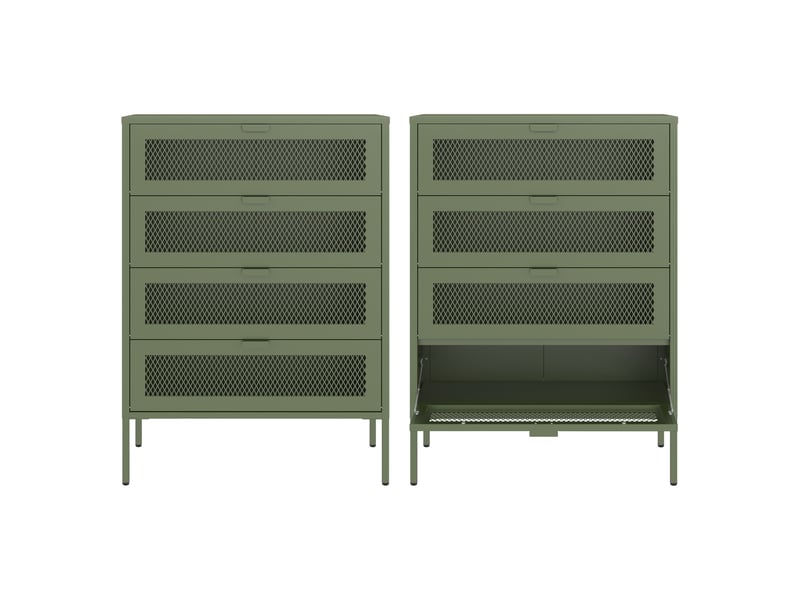 Meuble à chaussures 4 portes en métal vert kaki emma  - Conforama B