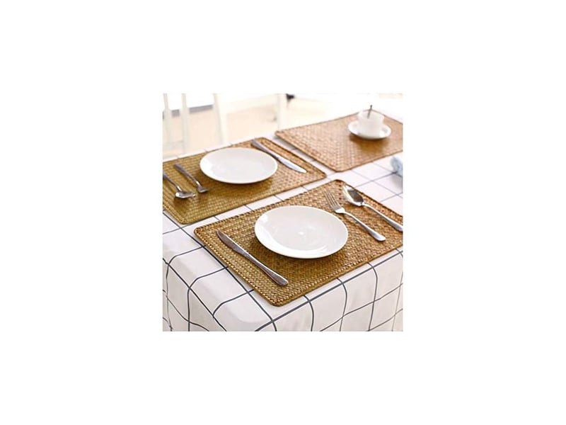  Ineasicer – lot de 6 sets de table en jonc de mer 45 x 30 cm – rectangulaires, antidérapants et résistants à la chaleur – pour dîners élégants  - Conforama B