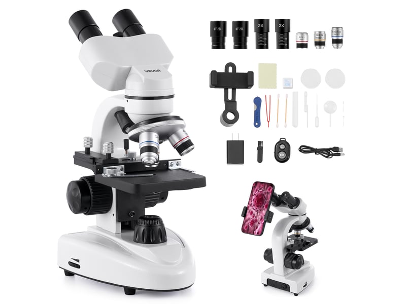 Vevor microscope composé binoculaire professionnel avec grossissement 40-2000x - Conforama A