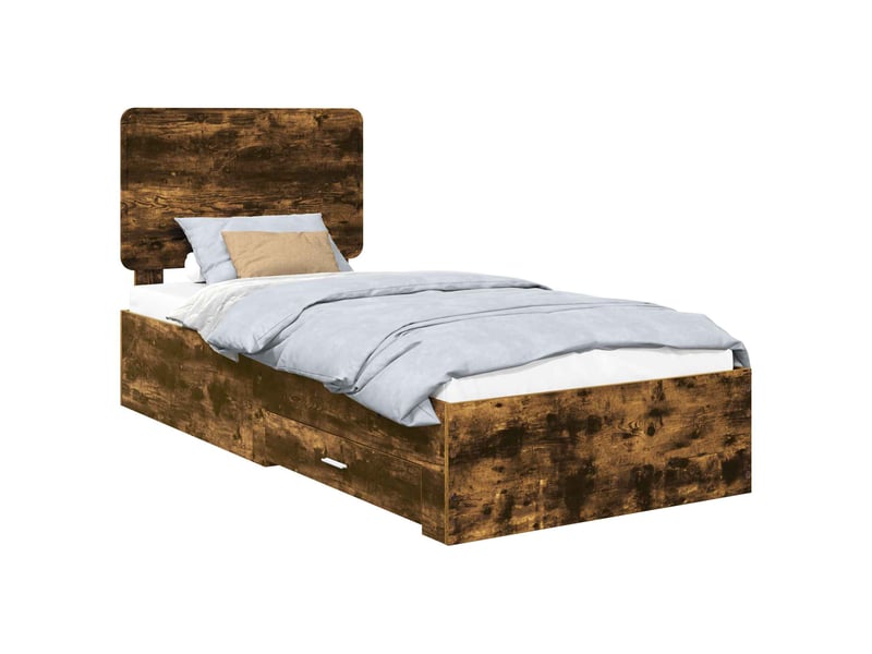 Lit simple- lit adulte - cadre de lit chêne fumé 100 x 200 cm bois d'ingénierie - Conforama A