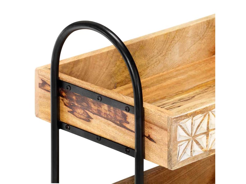  Desserte de cuisine, chariot de rangement à 3 niveaux 46x30x76 cm bois de manguier  - Conforama D