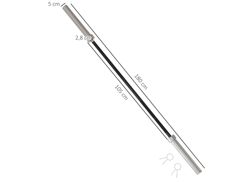 Barre d'haltères en acier 180 cm ø50 mm avec 2 pinces charge 200 kg barre de musculation pour disques ø5 cm fitness - Conforama E
