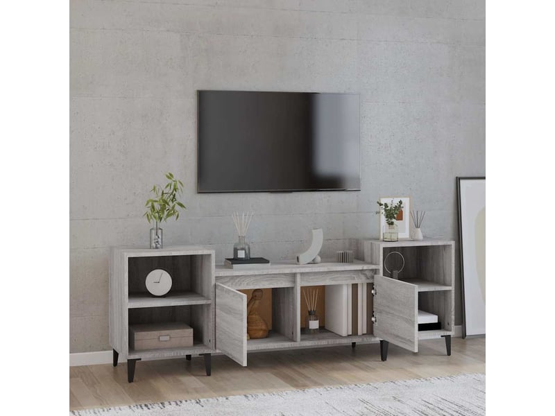  Meuble tv - banc tv - meuble de rangement sonoma gris 160x35x55 cm bois d'ingénierie  - Conforama C