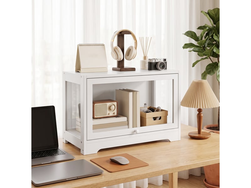  Vitrine en acrylique pour collections avec porte à charnières pour figurines décoratives 59 x 30 x 40 cm blanc  - Conforama C