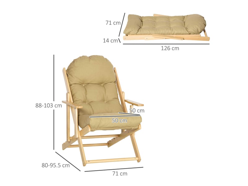  Fauteuil relax pliable inclinable avec dossier réglable et assise rembourrée en mousse marron  - Conforama C
