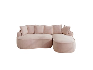 Canapé modulaire en l 252 x 164 x 67 cm, 3 places, sans montage, assise profonde avec coussins chenille, coloris rose