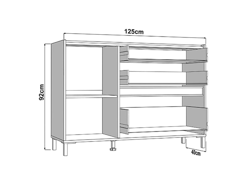  Buffet dmora, meuble à 2 étagères, 125x40x92h cm blanc crème Sideme - Conforama C