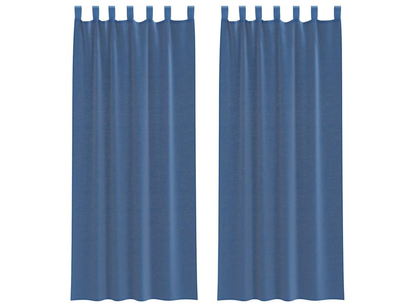  Lot de 2 rideaux en voile, voilages avec boucles bleu royal 140x260 cm cf44296  - Conforama A