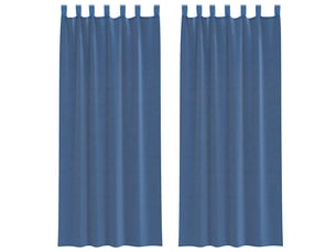 Lot de 2 rideaux en voile, voilages avec boucles bleu royal 140x260 cm cf44296