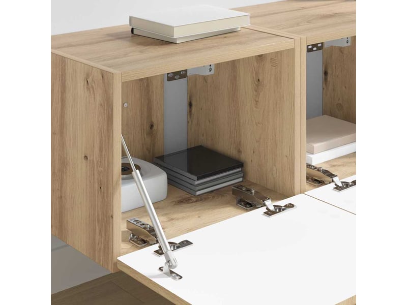  Meuble tv - banc tv - meuble de rangement mural 2 pcs chêne artisan bois d'ingénierie  - Conforama D