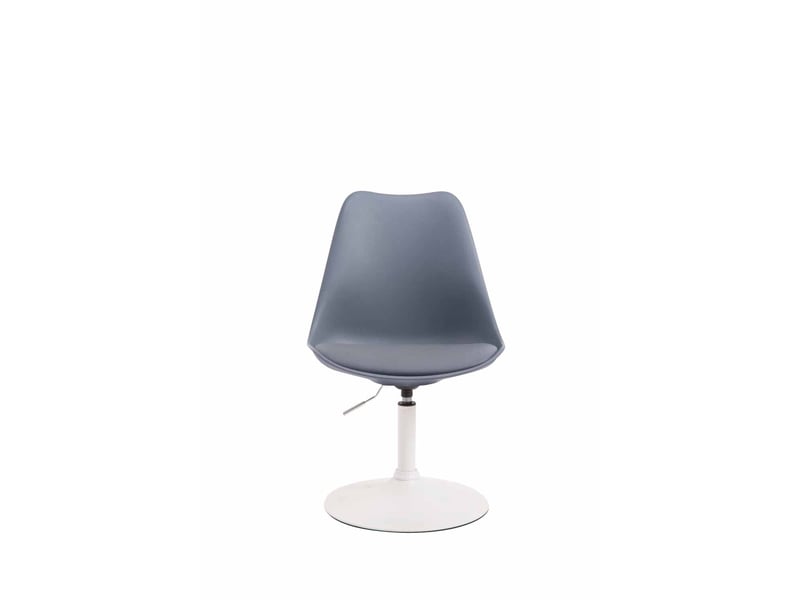 Chaise de salle à manger x1 pivotante hauteur réglable en pvc gris et pied trompette en métal blanc 10_0008274  - Conforama B