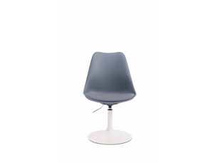 Chaise de salle à manger x1 pivotante hauteur réglable en pvc gris et pied trompette en métal blanc 10_0008274