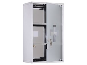 Armoire à pharmacie murale en acier inoxydable avec 3 étagères et serrure, idéale pour les premiers secours.