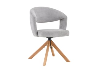 2 chaises pivotantes rétro-luxe, tissu gris, pieds bois massif, hauteur 81,5 cm, dossier incurvé, rotation 360° salon