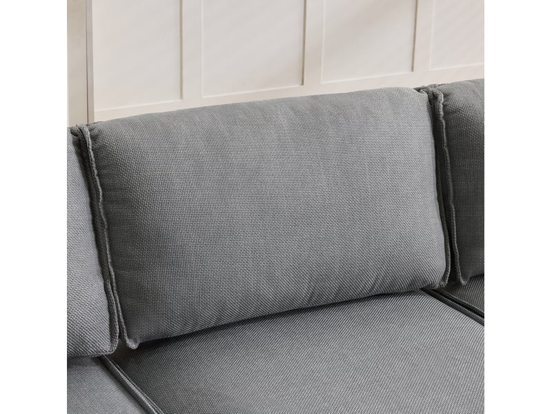  Canapé d'angle modulable convertible 6 places en tissu gris clair, 308 cm, pour salon et couchage d'appoint  - Conforama D