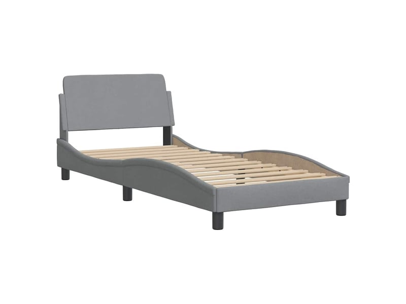 Lit simple- lit adulte - cadre de lit dover gris clair 80x200 cm tissu - Conforama B