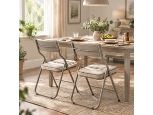 Lot de 2 chaises pliantes rembourrées 46x47x80 cm, sans montage, dossier incurvé 110°, assise en velours, structure acier renforcée, kaki