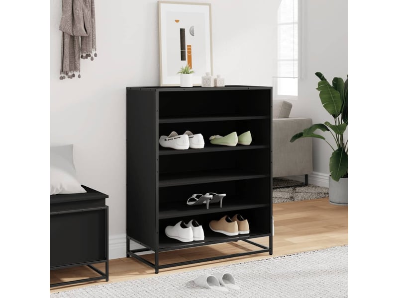  Armoire à chaussures noir 75x38x97,5 cm bois d'ingénierie métal shl5961  - Conforama C