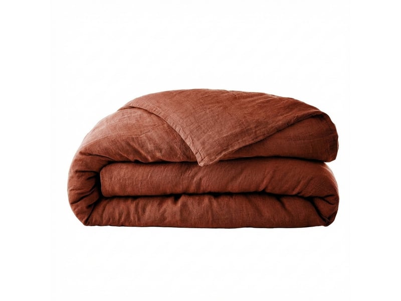  Housse de couette 140x200 cm lin rosalie paprika PD24932 - Conforama A