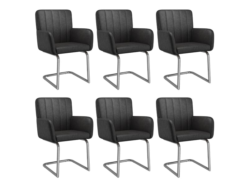  Lot de 6 chaises de salle à manger en similicuir noir, pieds en métal N634P450433S-6 - Conforama B