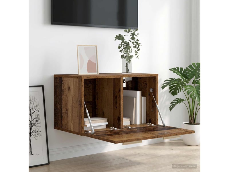  Meuble mural, meuble de rangement salon bois ancien 60 x 36,5 x 35 cm bois d'ingénierie  - Conforama D