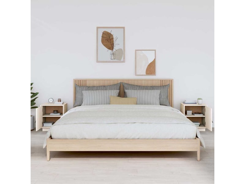  Lot de 2 tables de chevet - cabinet de chevet - table de nuit blanc 40x34x45 cm bois de pin massif  - Conforama B