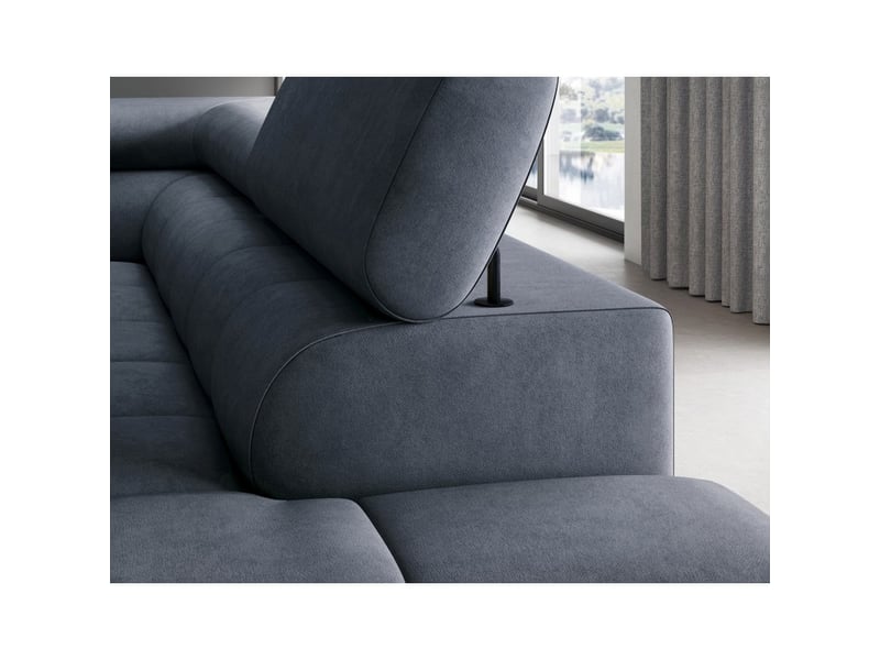  Canapé convertible bleu foncé ferrum 5 places angle droit grand format 276x93x200cm  - Conforama D