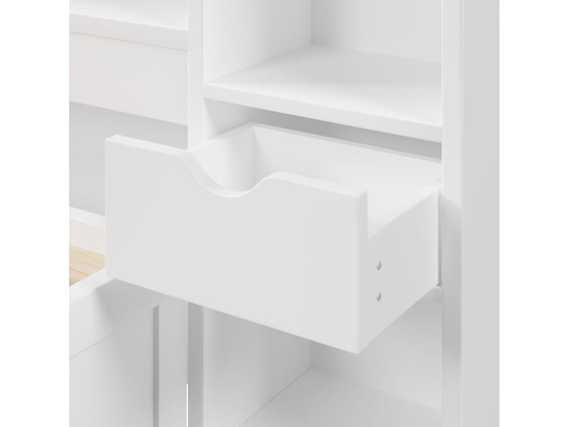 Lit plateforme 180x200 cm, tête et pied de lit avec rangements, led, port usb, mdf et contreplaqué, blanc sans matelas - Conforama E