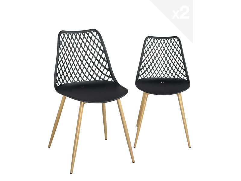  Lot de 2 chaises scandinaves kia noires avec pieds métal 719-KIA - Conforama A