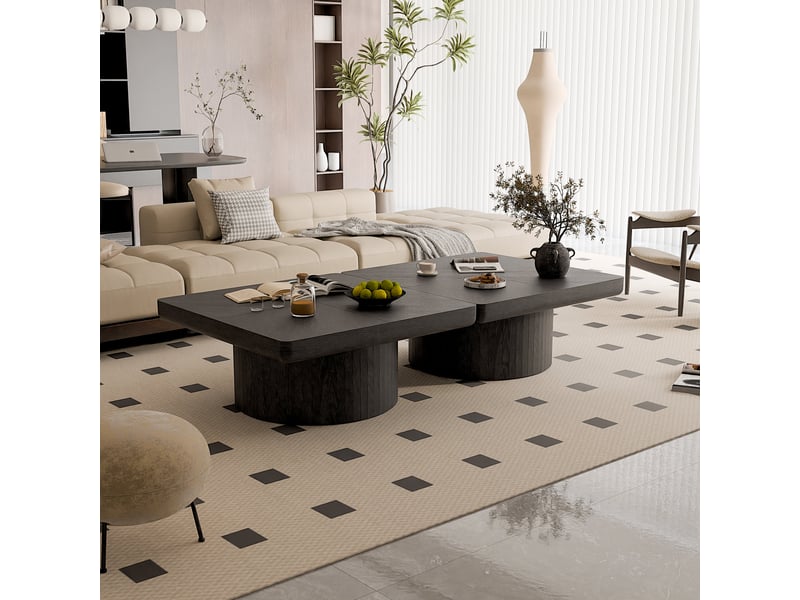 Table basse carrée 78 x 78 cm en bois massif et mdf - Conforama R