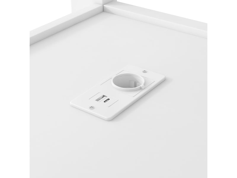 Lit mezzanine 140 × 200 cm, bureau, étagères, led, usb, escalier et garde-corps hauts, bois massif et mdf, blanc - Conforama E