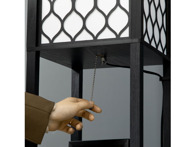 Lampadaire 26x26x156 cm à double lumière mdf noir - Conforama C