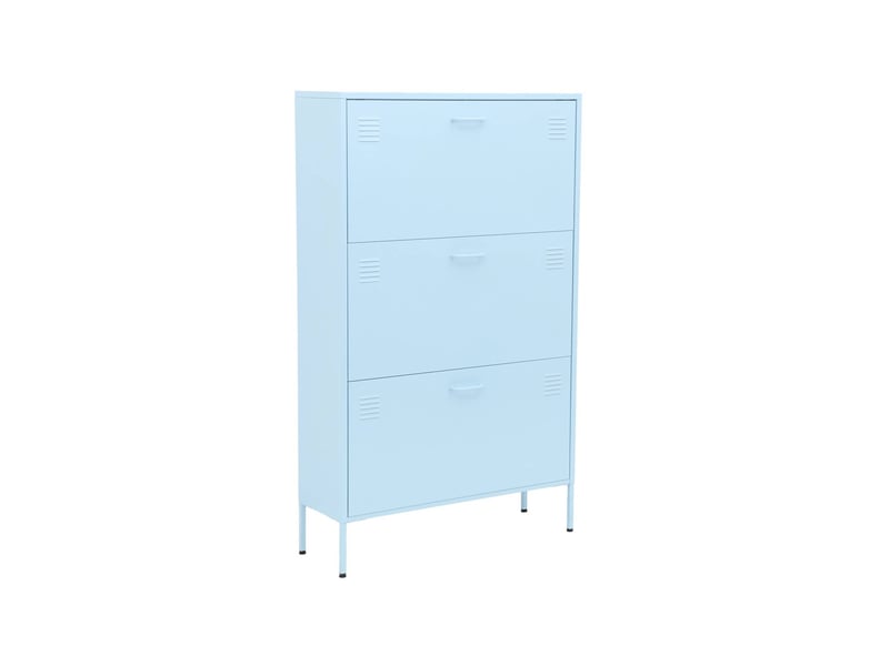  Meuble à chaussures industriel métal 3 abattants bleu clair - alabama  - Conforama A
