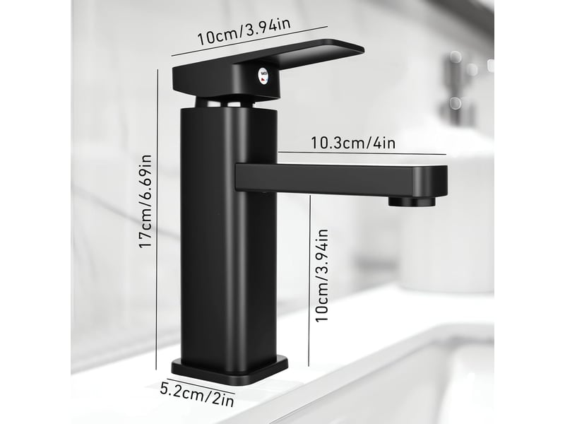  Robinet de salle de bain - noir - mitigeur de lavabo chaud et froid - mitigeur monocommande évier de salle de bain - acier inoxydable et laiton  - Conforama C