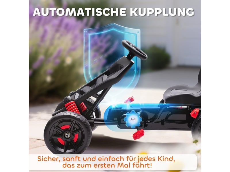  Kart à pédales enfant 100x59x60,5 cm avec frein et roues antidérapantes rouge  - Conforama E
