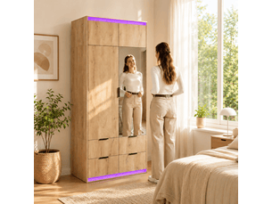 Armoire 2 porte(s) 4 tiroir(s) <strong>DZMDIP</strong> <strong></strong> coloris naturel largeur 47 cm