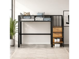 Lit mezzanine 90x200 cm <strong></strong> <strong></strong> coloris noir
